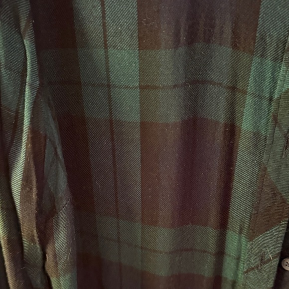 Lucky Brand Women's Green Plaid Button Down Shirt. Top pocket. Sz Lg. Greatshape - Picture 3 of 3